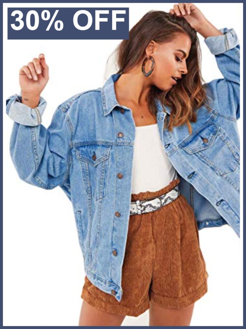 Oversized Vintage Denim Jacket Long Sleeve Button Down Loose Boyfriend Coat